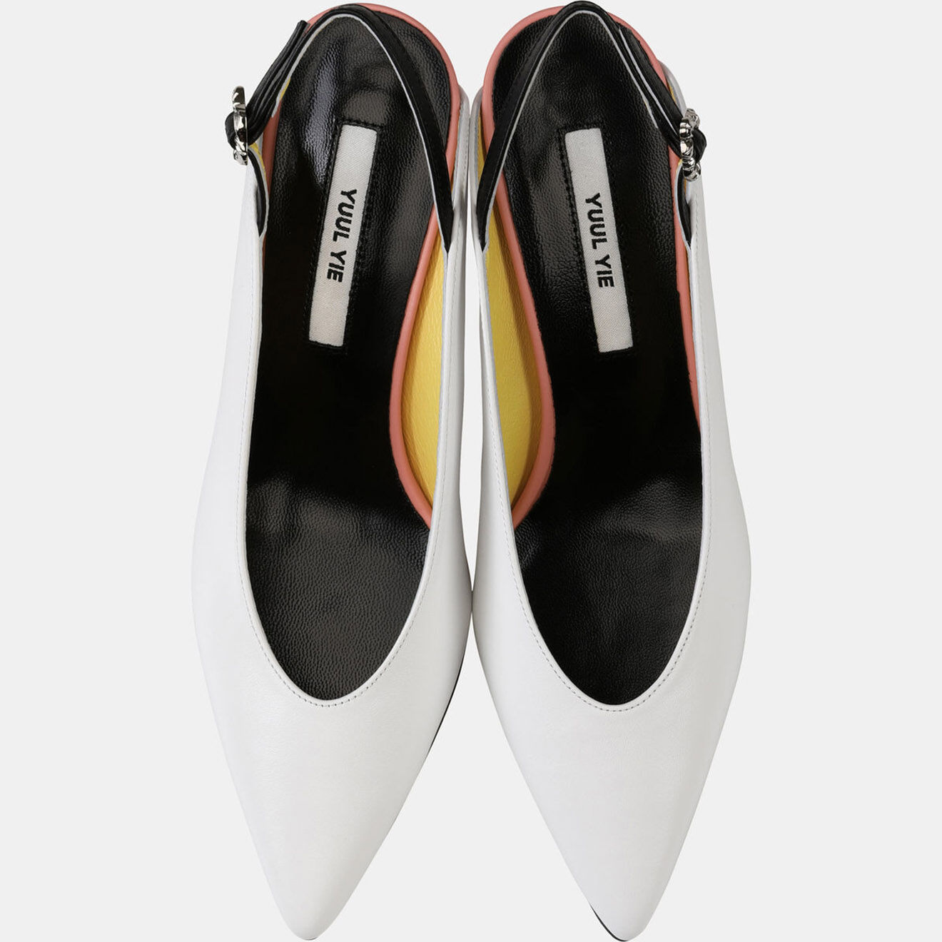 Yuul Yie Slingback en Cuir Slide blanc/rose - Talon 6 cm