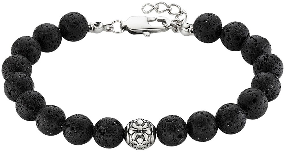 Bruno Banani Armband »Schmuck Geschenk Edelstalarmband mit Lavasteinen« mit Lavastein