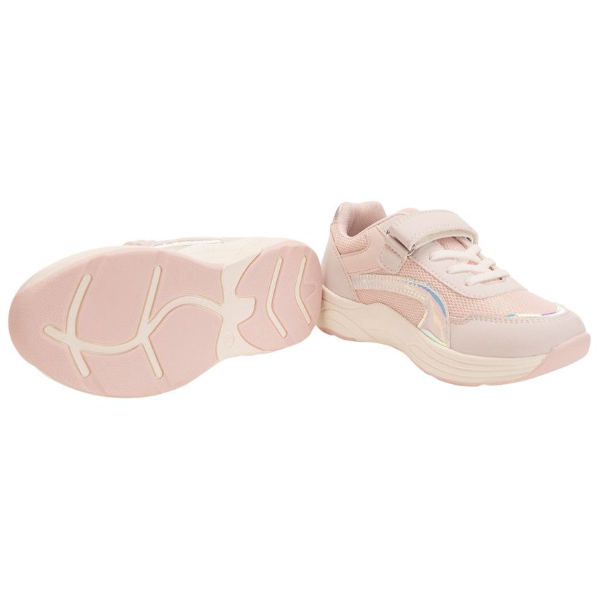 Baskets de sport iridescentes en mesh pour fille - Rose