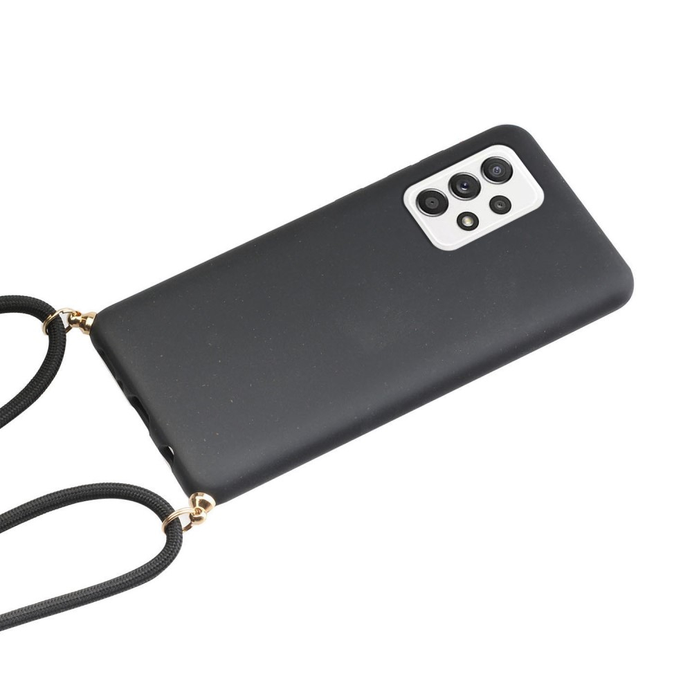 Samsung Galaxy A53 5G Necklace Bio Gummi Case Hülle Eco Friendly Nachhaltig Kompostierbar   Handykette (150cm) - Schwarz