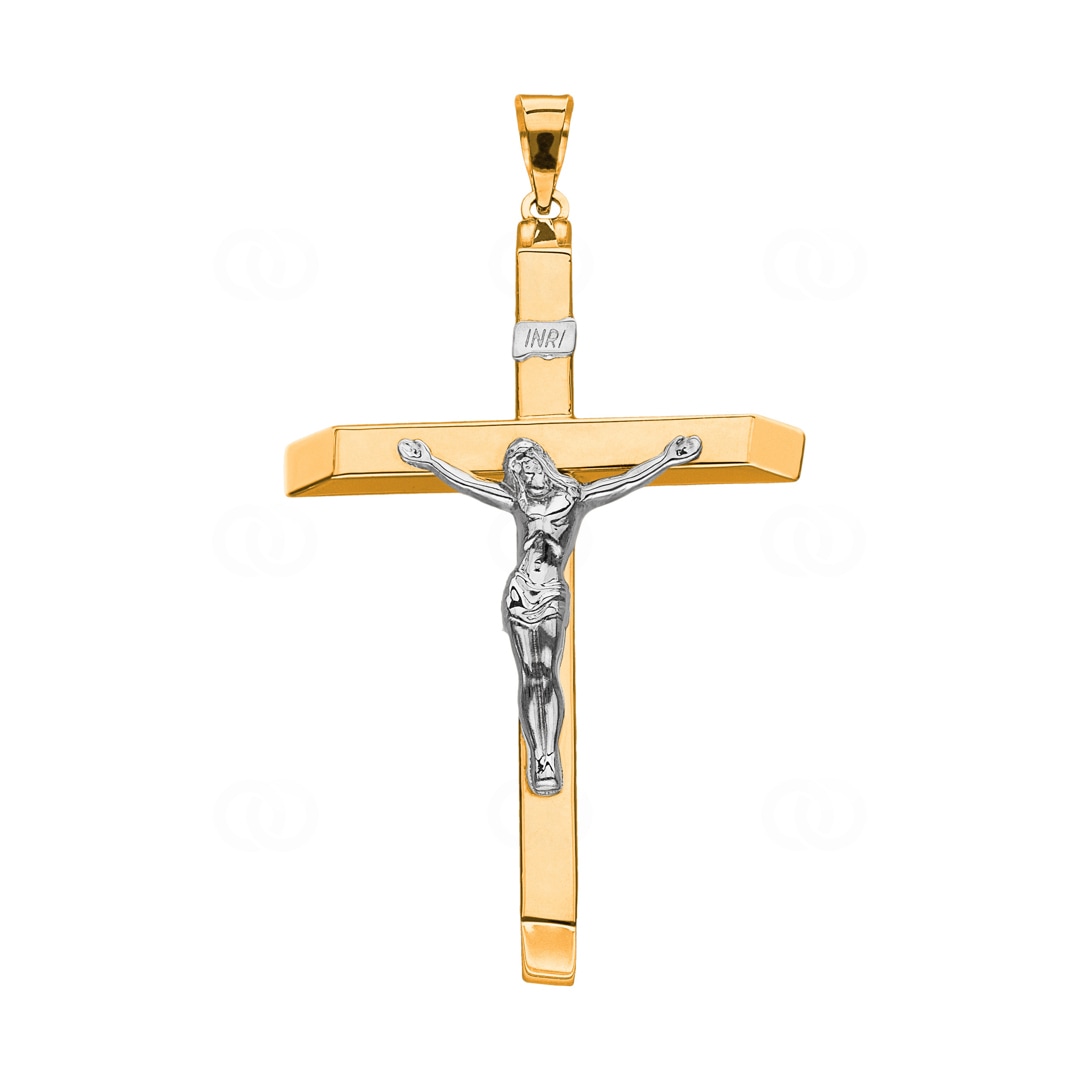 Anhänger 750/18 K Gelbgold Kreuz mit Jesus 58 x 36mm