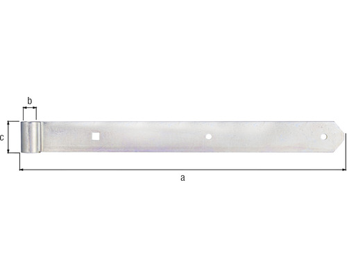 Scharnier type 6 rechte vorm, middelzwaar, 400 x 13 x 40 mm, verzinkt, dikfilm gepassiveerd