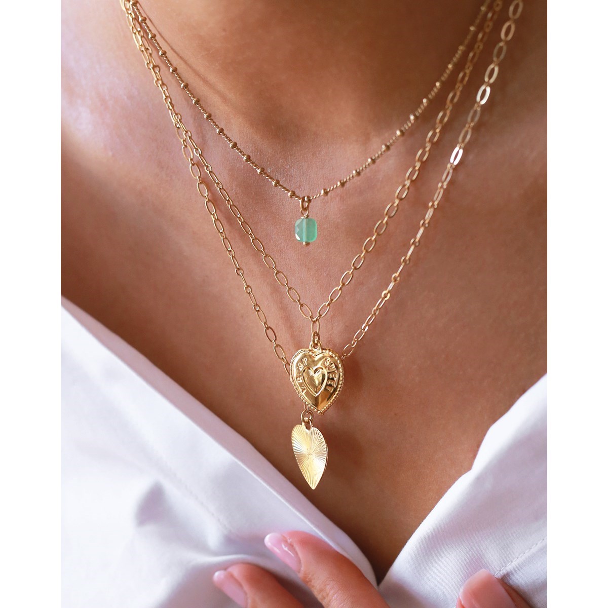 Collier pierre amethyste doré à l'or fin 24k AVA