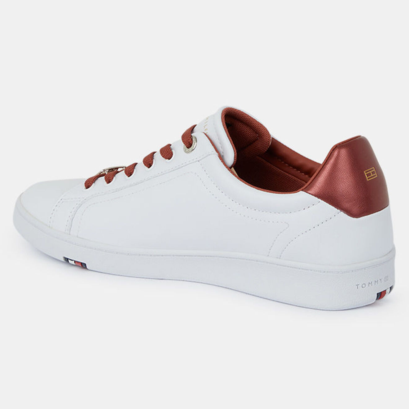 Tommy Hilfiger Baskets en Cuir Court blanc/cuivre