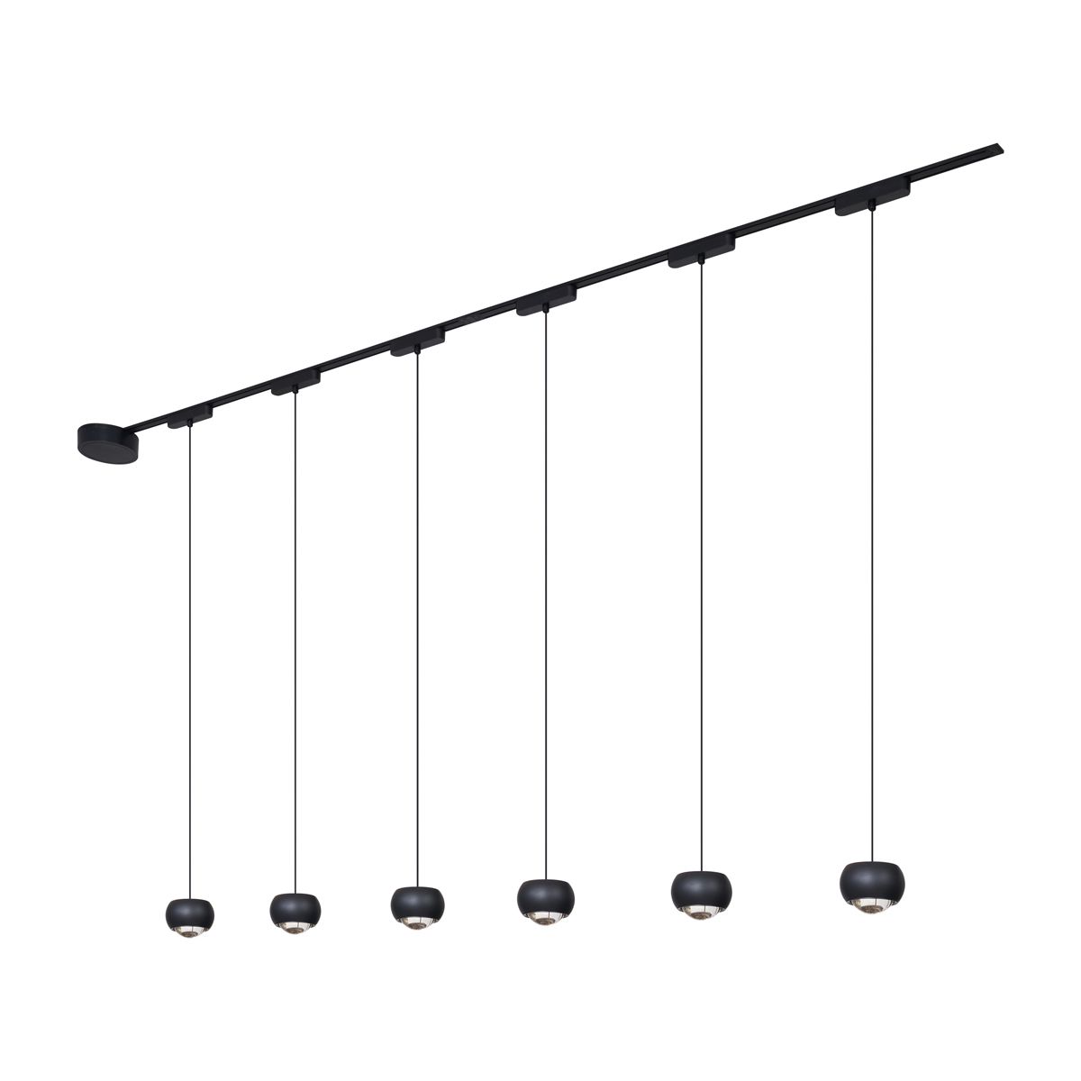 Modern railsysteem met 6 hanglampen zwart 1-fase - Magnetic Lance