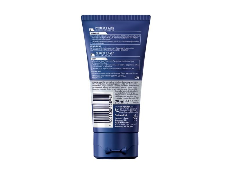 NIVEA MEN Tiefenreinigendes Peeling Protect 75 ml1 Stück Intensives Peeling reinigt die Haut porentief