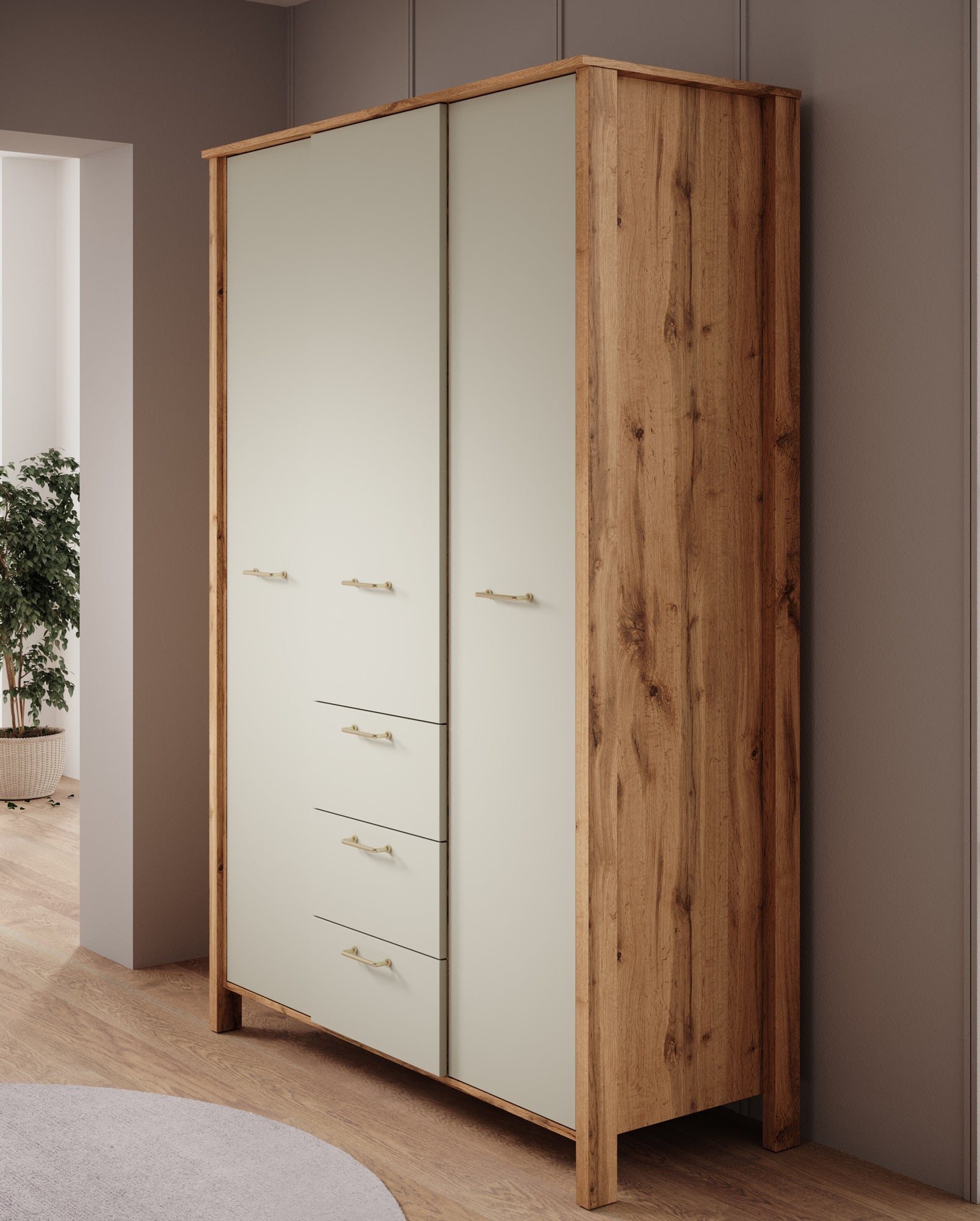 Meubella - Kledingkast Isaac - Beige - 138 cm