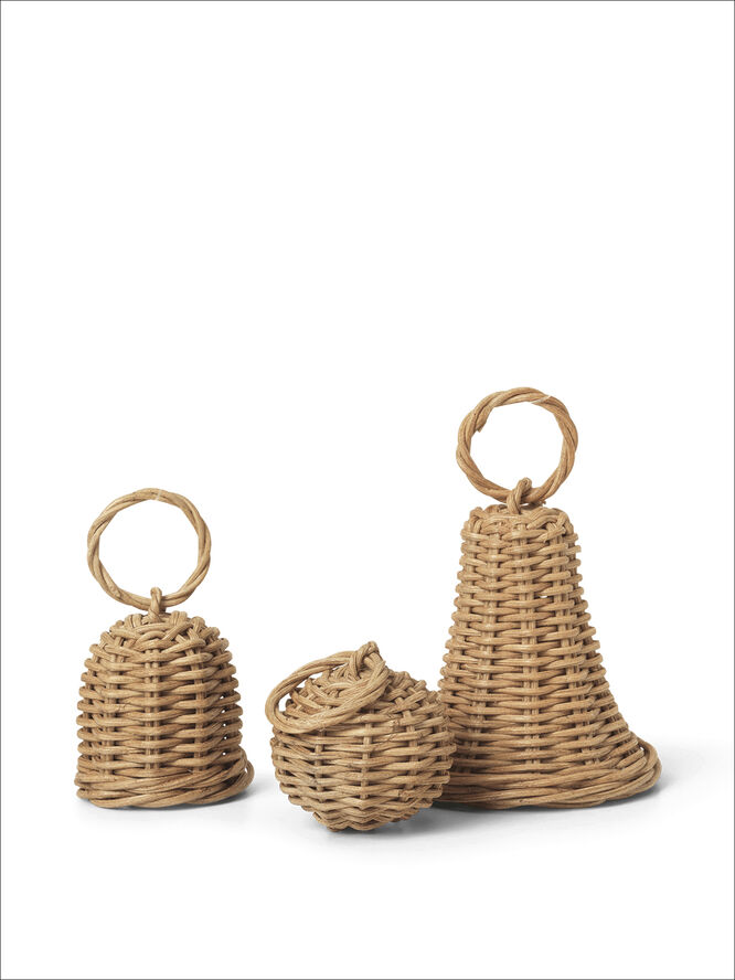 ferm LIVING Braided Bell Baubles - Set of 3 - N Natural