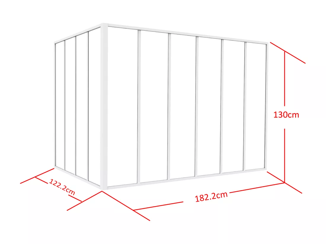 Verrière d'angle d'atelier en aluminium thermolaqué - L180 x L120 x H130 - Blanc - BAYVIEW