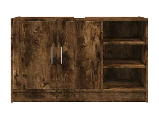 Armoire d'évier chêne fumé 90x29x55 cm bois d'ingénierie