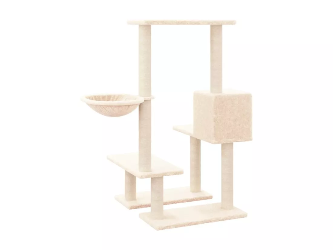 Arbre à chat avec griffoirs en sisal Crème 94,5 cm
