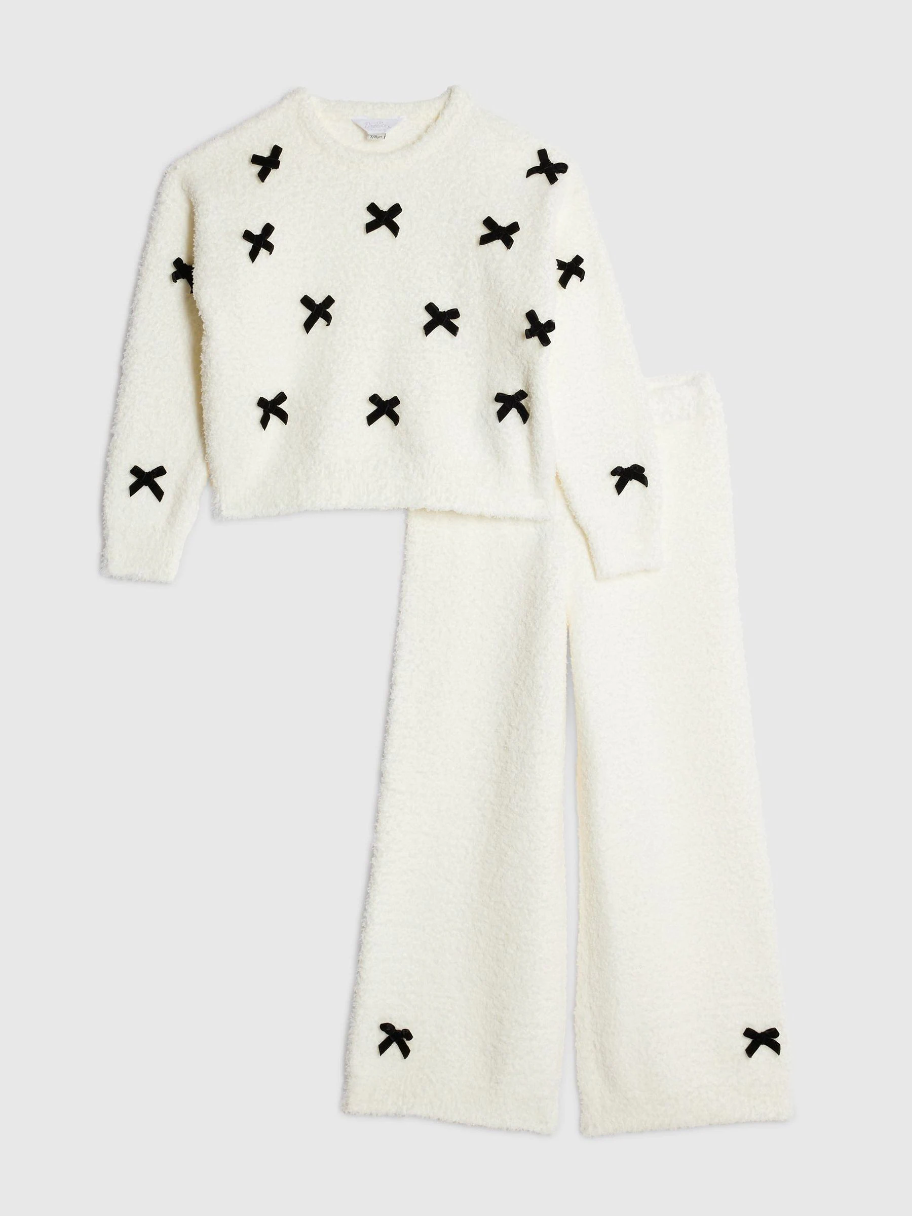 River Island Mono Bow Cosy Jumper & Trousers Set