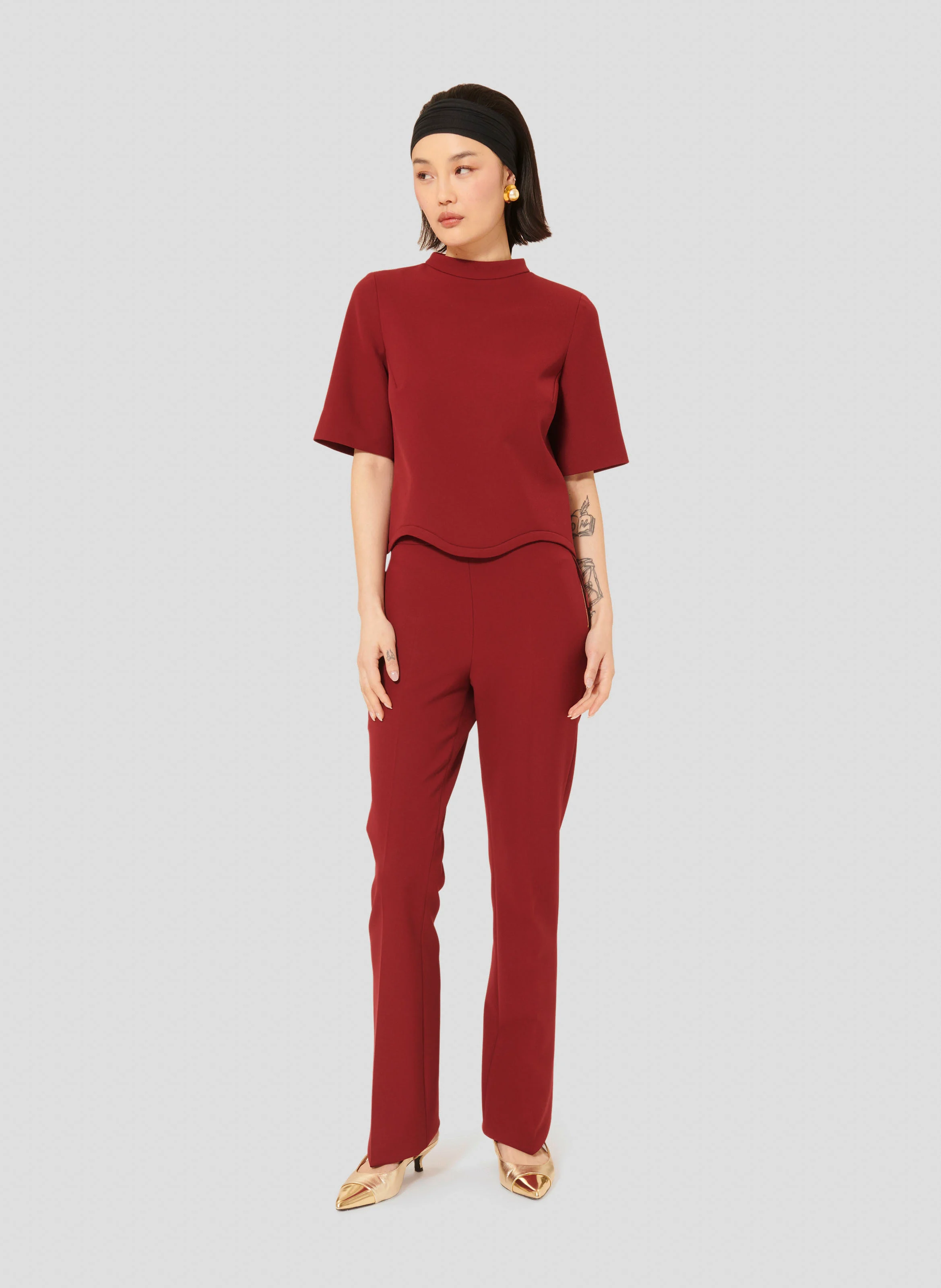 PEYTON - Pantalon flare | Rouge