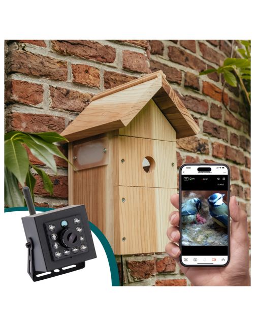 Nestera Nestkast Met Wifi Camera - Broeden - 19x22x34 cm Donker Hout