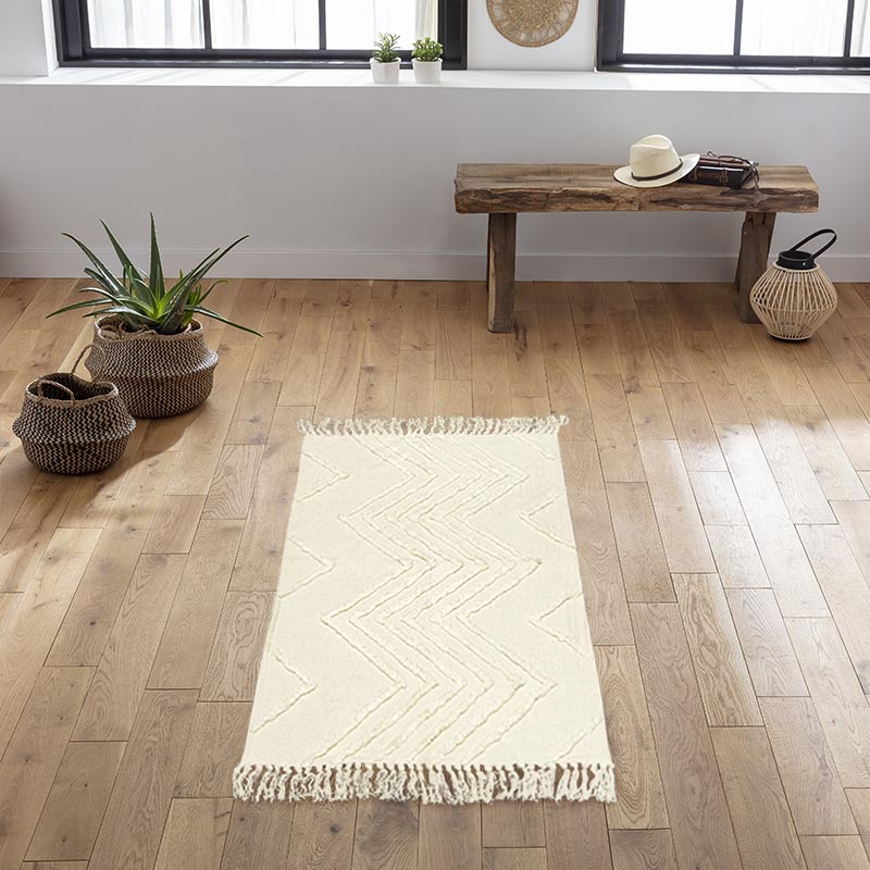 Tapis coton 'Elie' écru