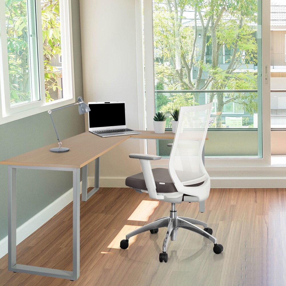 Eckschreibtisch WORKSPACE BASIC I Melaminharzbeschichtete Spanplatte, Gestell pulverbeschichteter Stahl hjh OFFICE