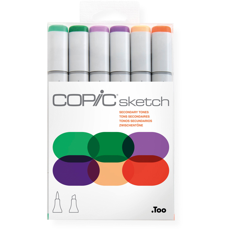 Copic Marker Sketch Set, Secondary Tones, 6 Stück, assortiert