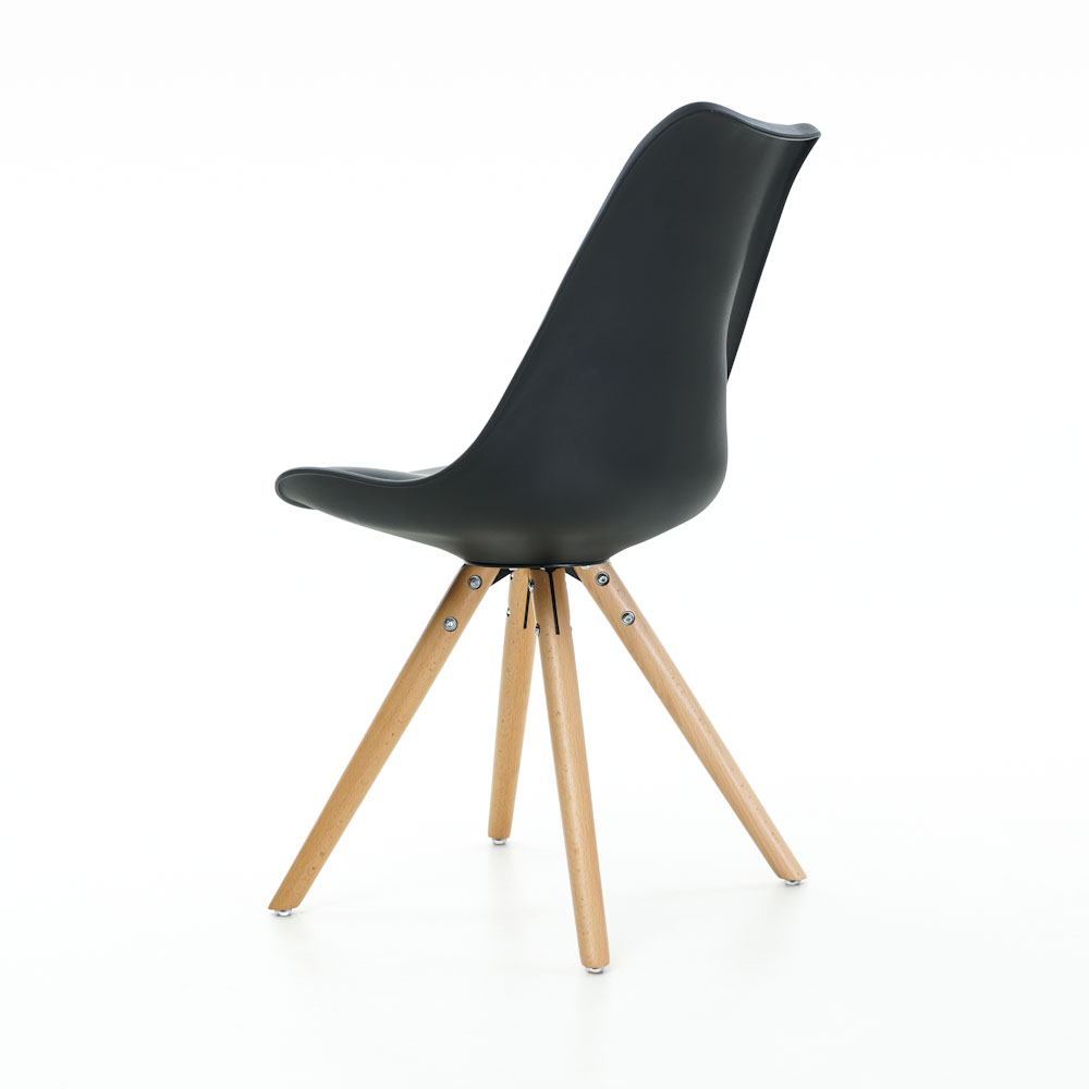 Eetkamerstoel Legno zwart - natural onderstel
