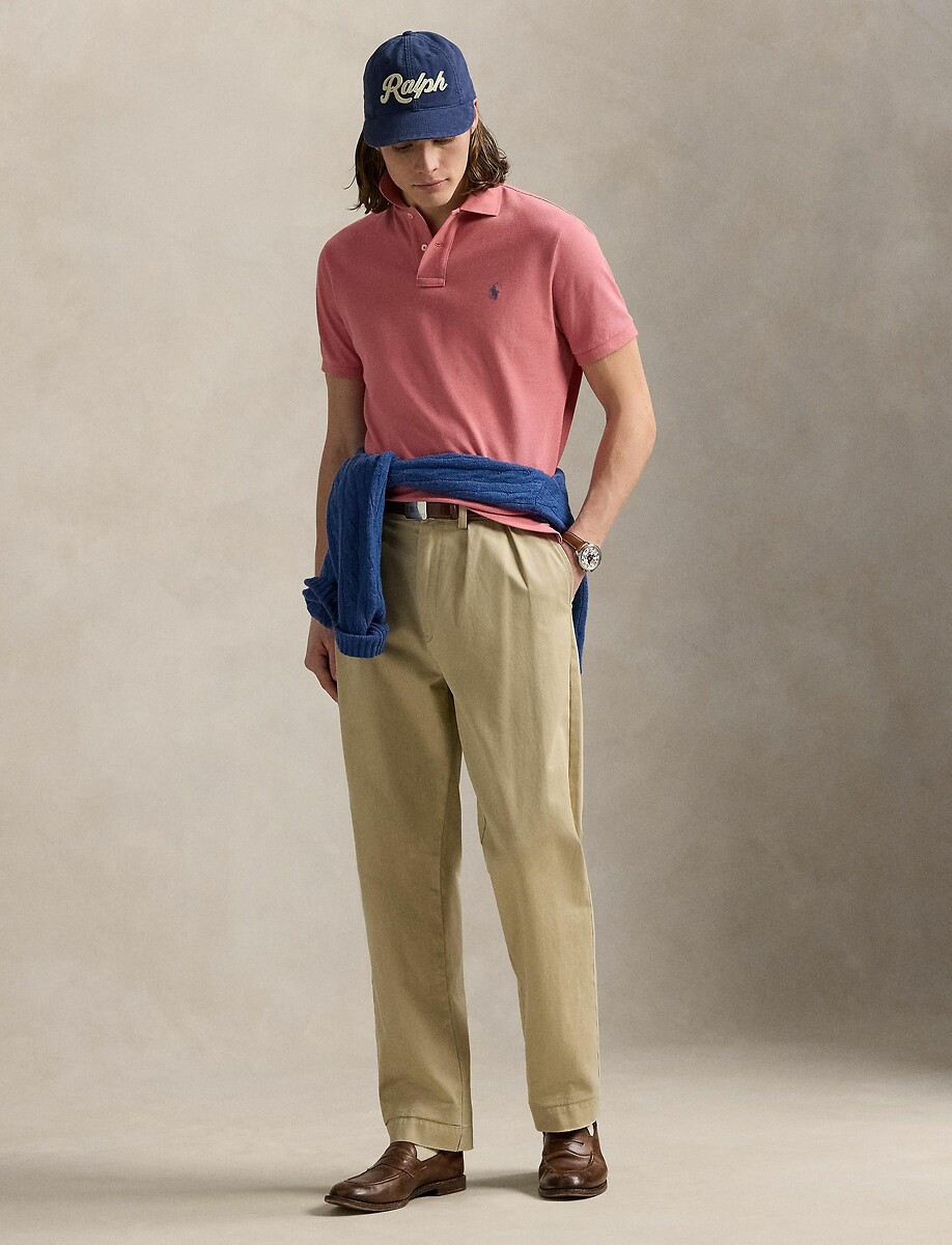 POLO RALPH LAUREN<br>Camisa polo reta de algodão com bordado de jogador de pônei