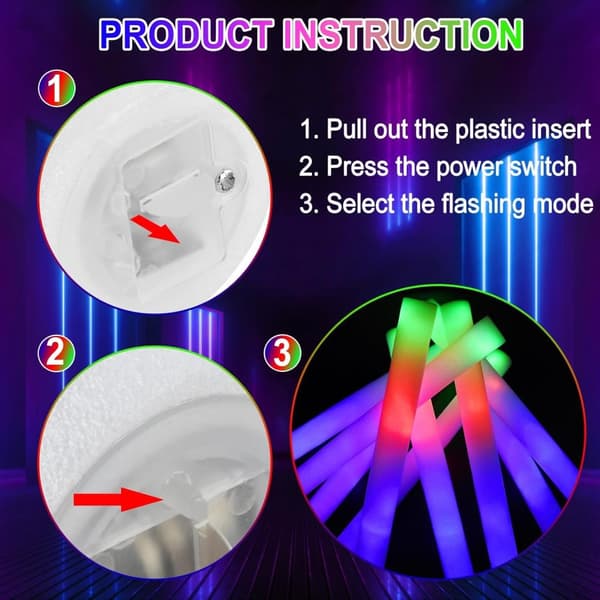 INF Fargerike LED Skum Glow Sticks - 6 Pakning - Perfekt for fester, konserter og arrangementer