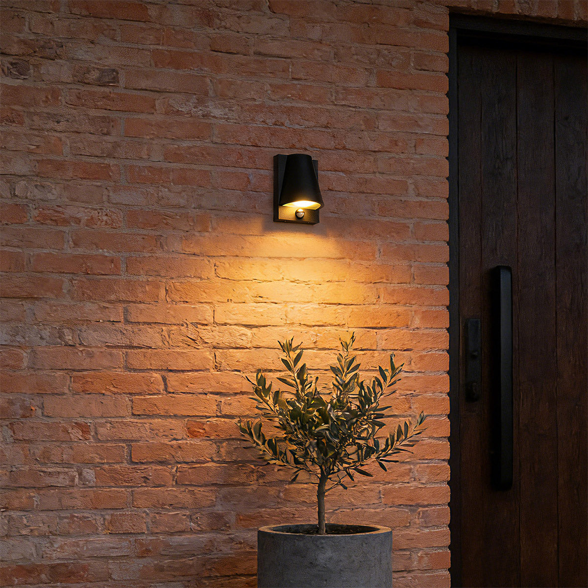 QAZQA Buiten wandlamp zwart IP44 met bewegingsmelder - Femke