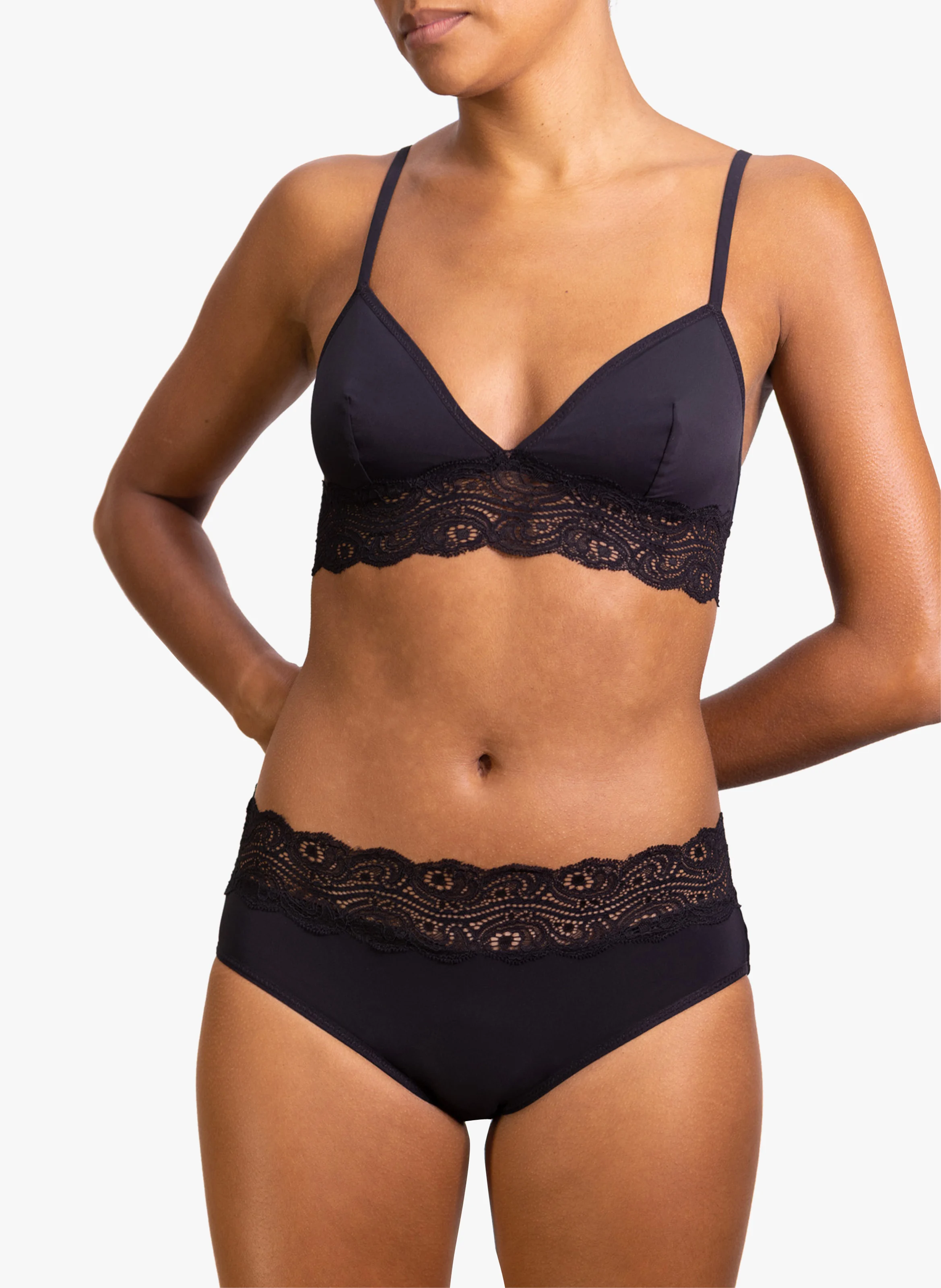 ANTHEIA - Culotte menstruelle flux abondant en dentelles| Noir