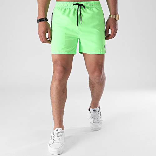 Short De Bain A Bandes Milt Vert Fluo
