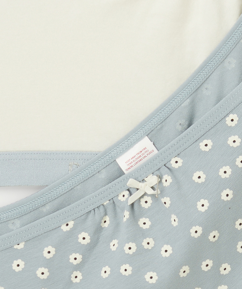 DIMlot de 2 brassières fille pocket bleu et écru avec imprimé pois