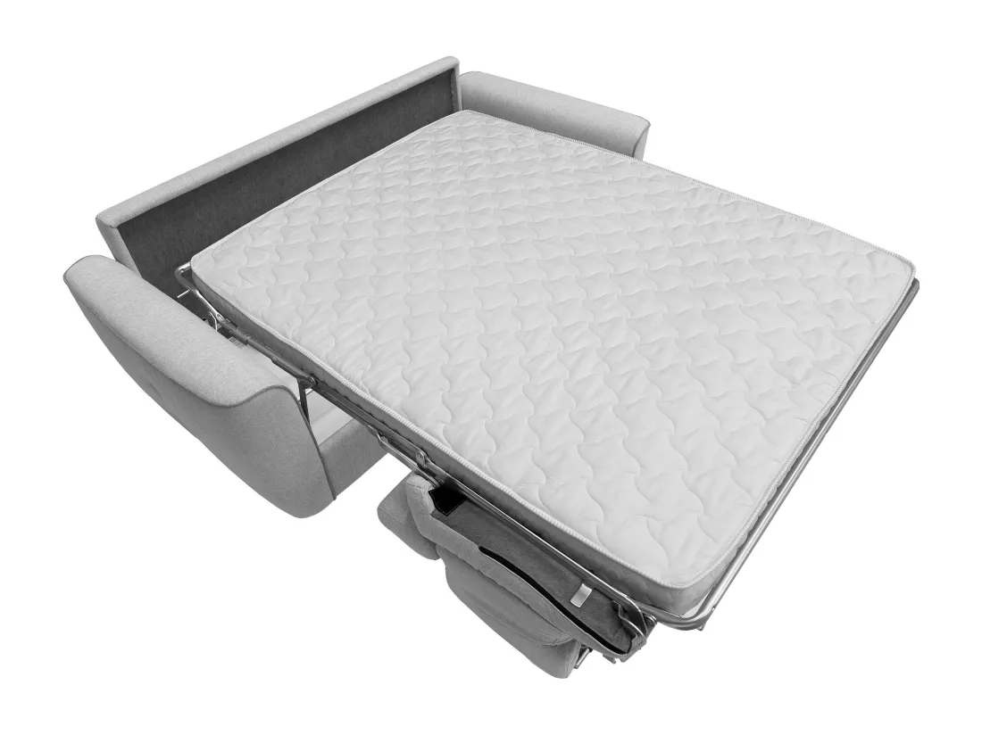 Canapé 3 places convertible express en tissu gris clair - couchage 140 cm - matelas 16 cm FLUTARI