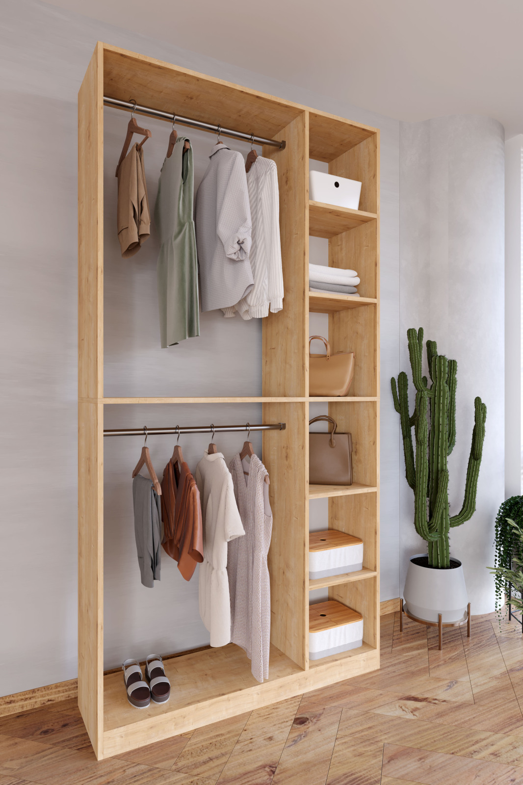 Offener Kleiderschrank PALOSA XL - Honig Eiche - 110 cm