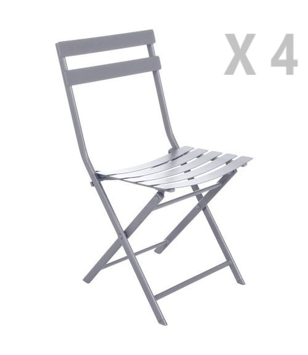 4 Chaises de jardin pliables en métal Greensboro - Gris quartz