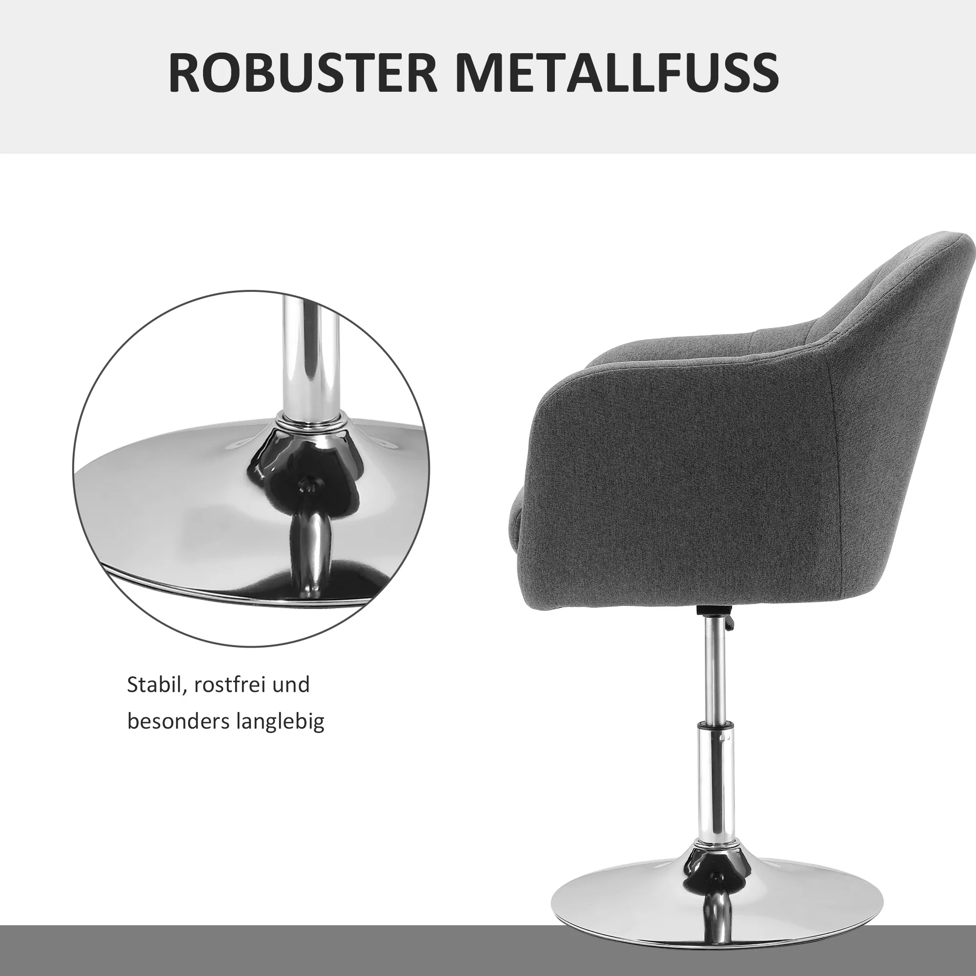 HOMCOM Bürostuhl im schlichten Design 57 x 57 x (77,5-87) cm (BxTxH)