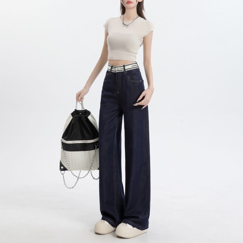 Litoya - High Waist Lettering Wide Leg Jeans (Diverse ontwerpen)
