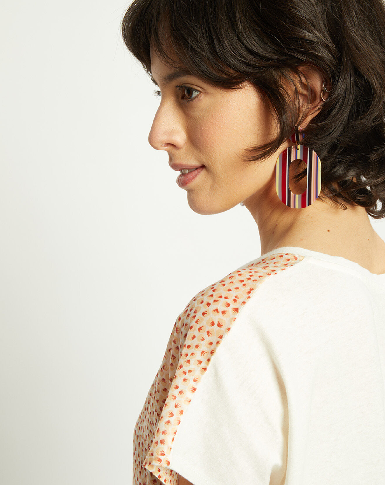 Harris Wilson T-Shirt en Coton & Lin Isaline imprimé papaye