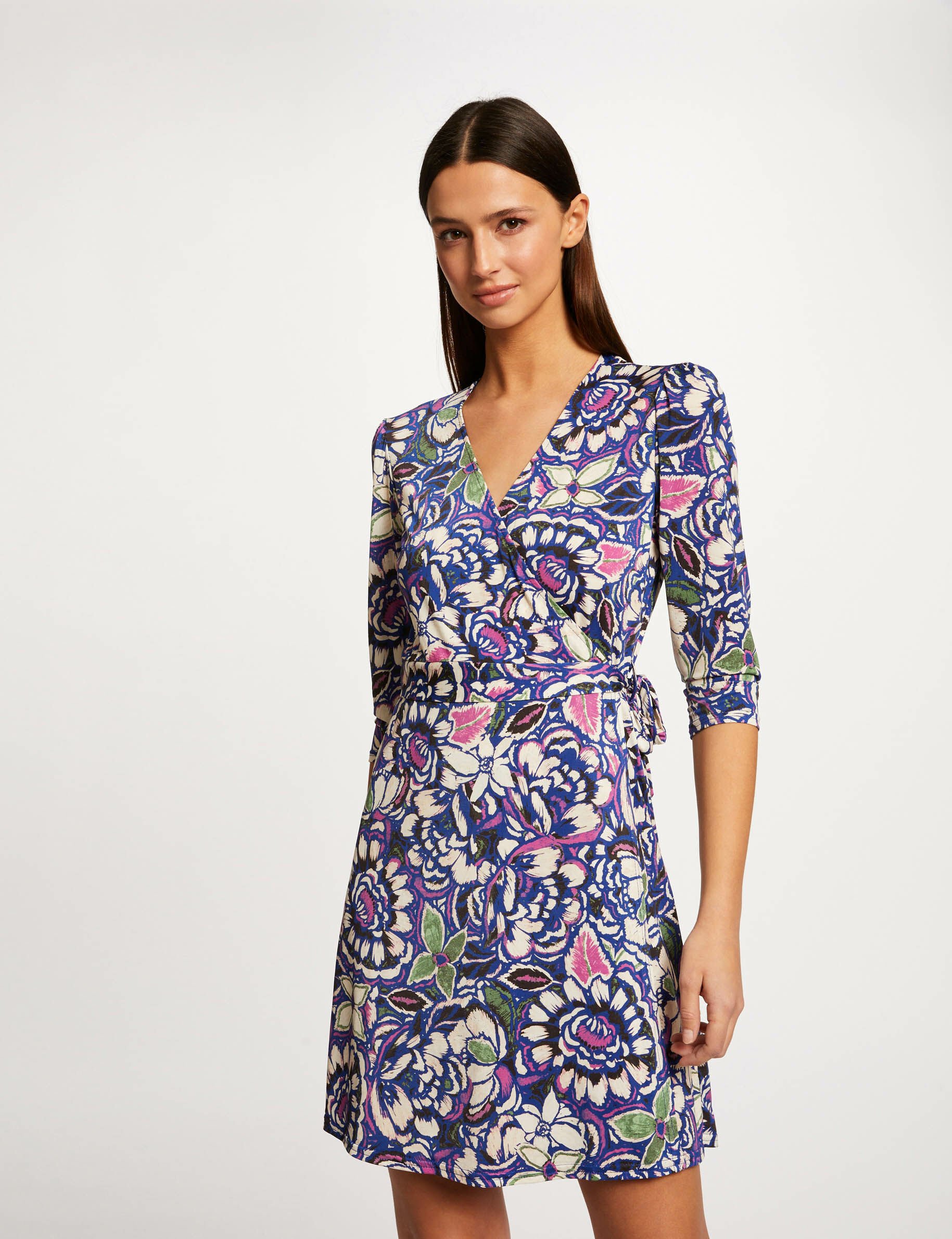 Robe portefeuille imprimé végétal multico femme - multico