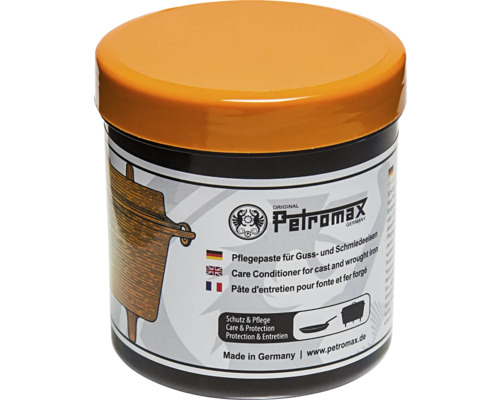 Petromax gietijzeren braadpanset, Ø 33,6 cm, zwart, inclusief stapelrek en verzorgingspasta