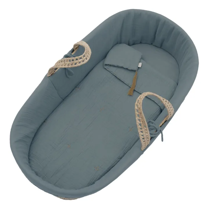 Numero 74 Parure pour couffin en gaze de coton bio | Ice Blue S032