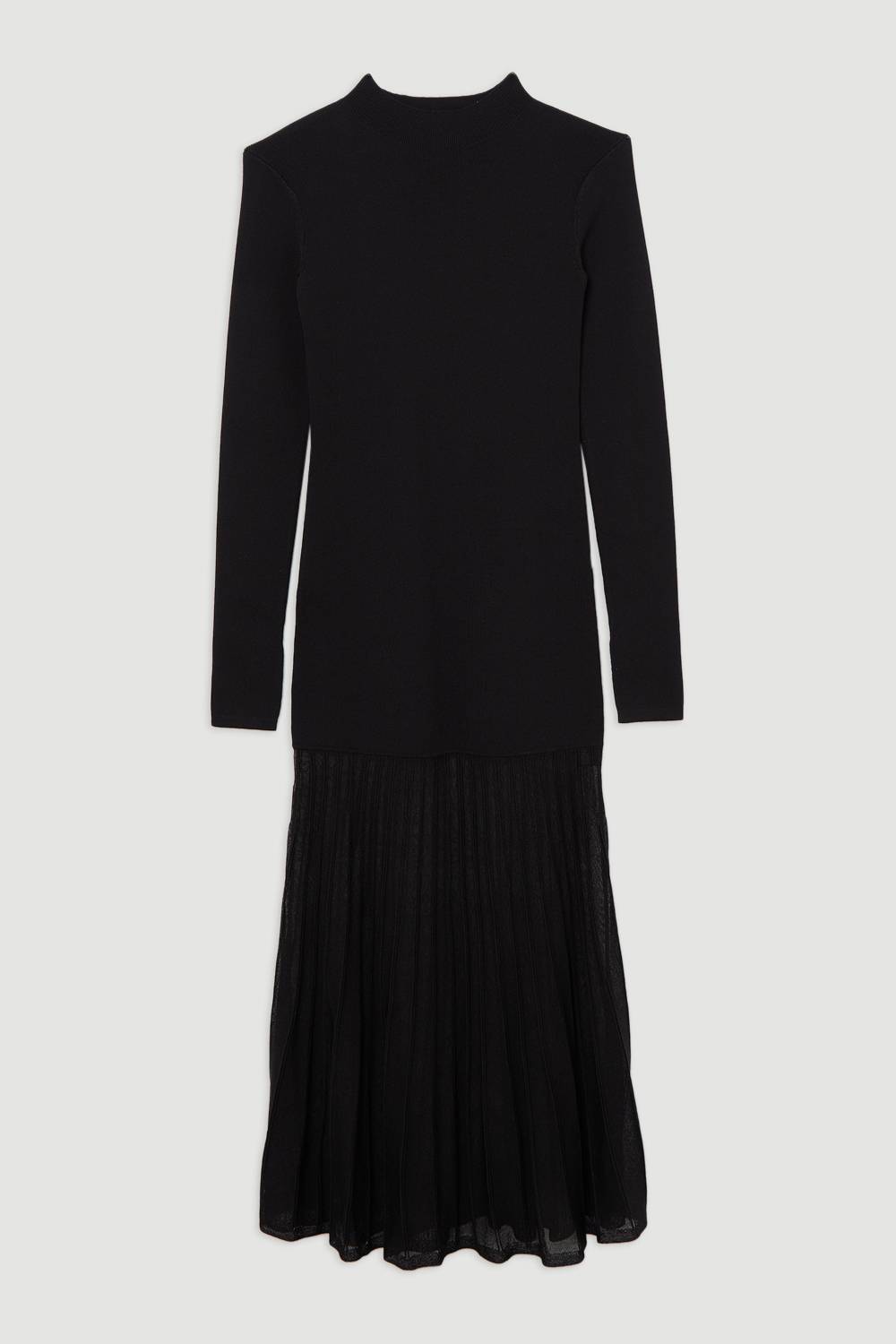 KarenMillen Robe Longue Petite en Maille Viscose avec Jupe Transparente