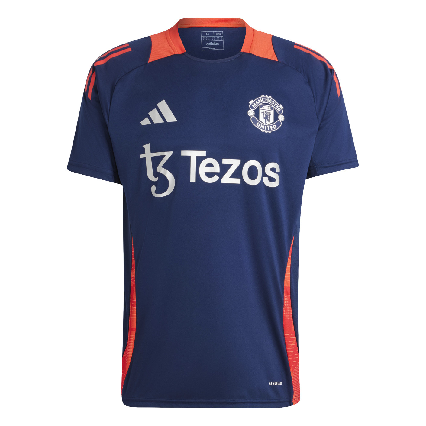 Adidas Manchester United Trainingsshirt 2024-2025 Donkerblauw Rood Zilver