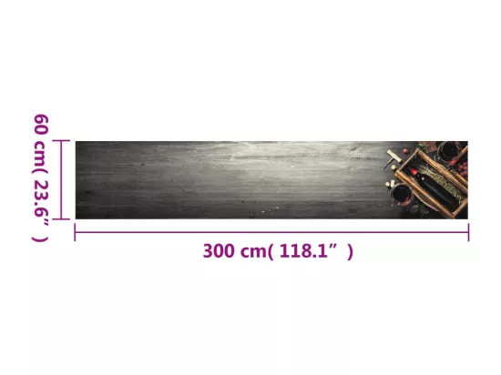 Tapis de cuisine lavable bouteille de vin 60x300 cm velours