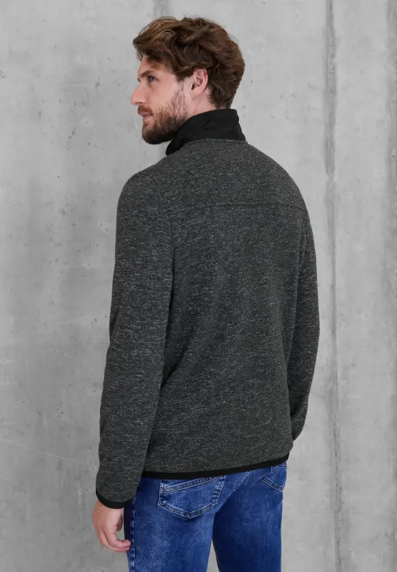 Troyer im Materialmix - storm grey melange