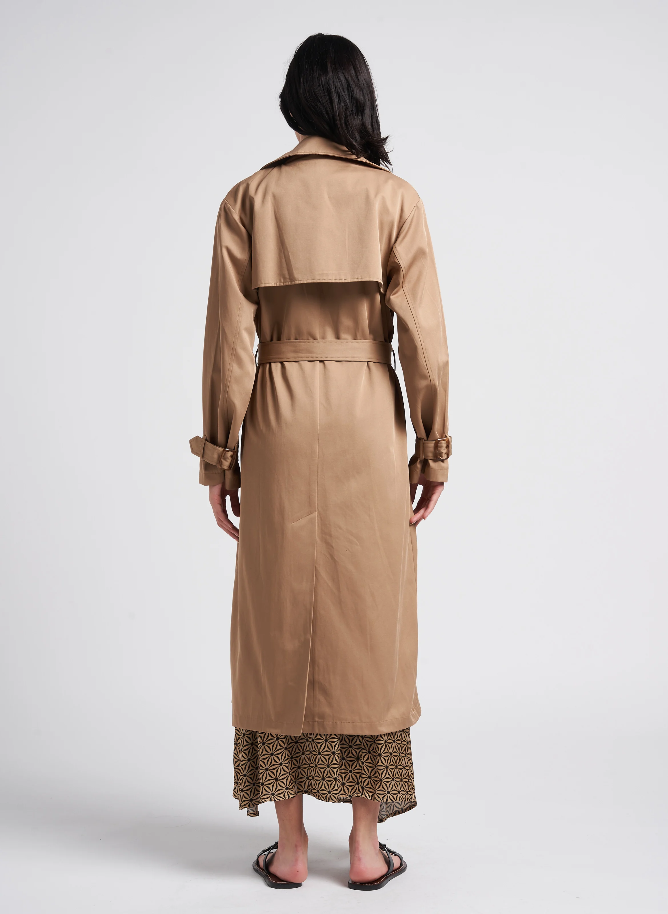 FARAGO - Trench-coat droit en coton mélangé | Beige