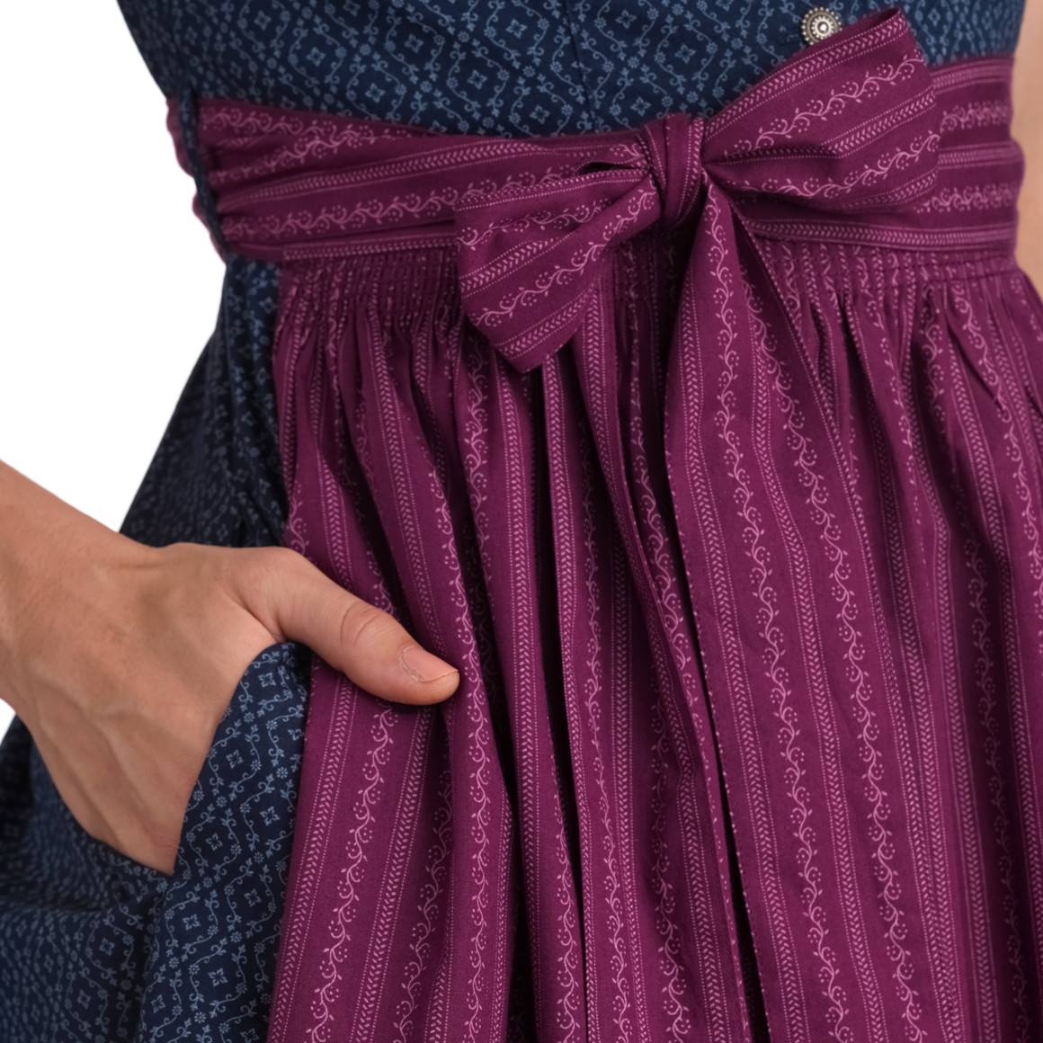 Gina Benotti Damen Dirndl mit Allover-Muster navy / bordeauxrot