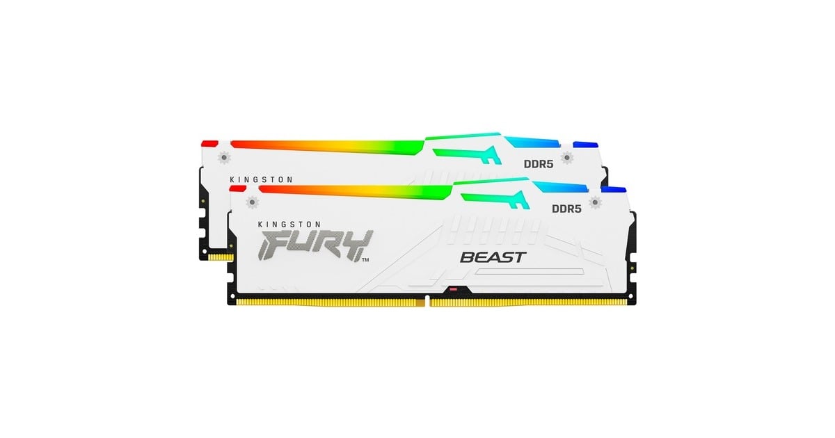 Kingston FURY32 GB DDR5-6000 Kit werkgeheugen  (Wit, KF560C30BWEAK2-32, Beast RGB, XMP, EXPO)