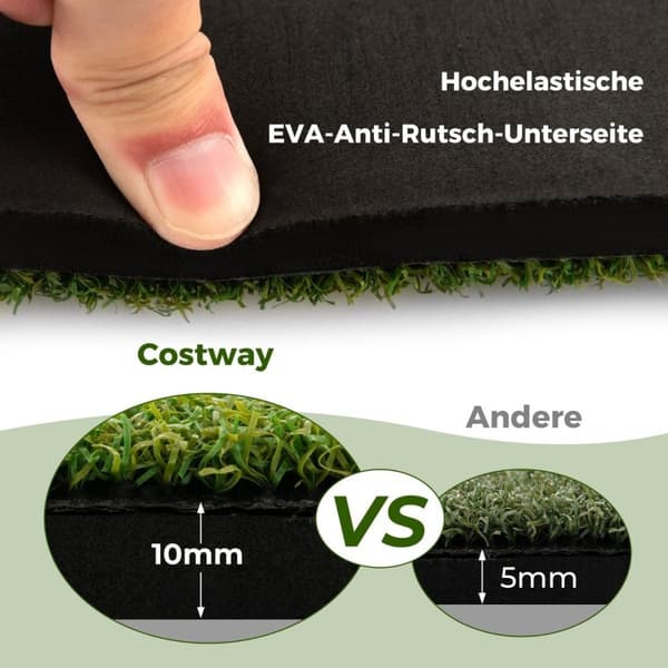 Golf tee matte 2 gummi tees og 2 justeringspinner 6 tee posisjoner 152 x 92 cm tykkelse 20 mm