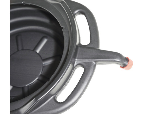Ronde open afvalolie- en koelvloeistofbak met schenktuit en 3 handgrepen, 11 liter, zwart