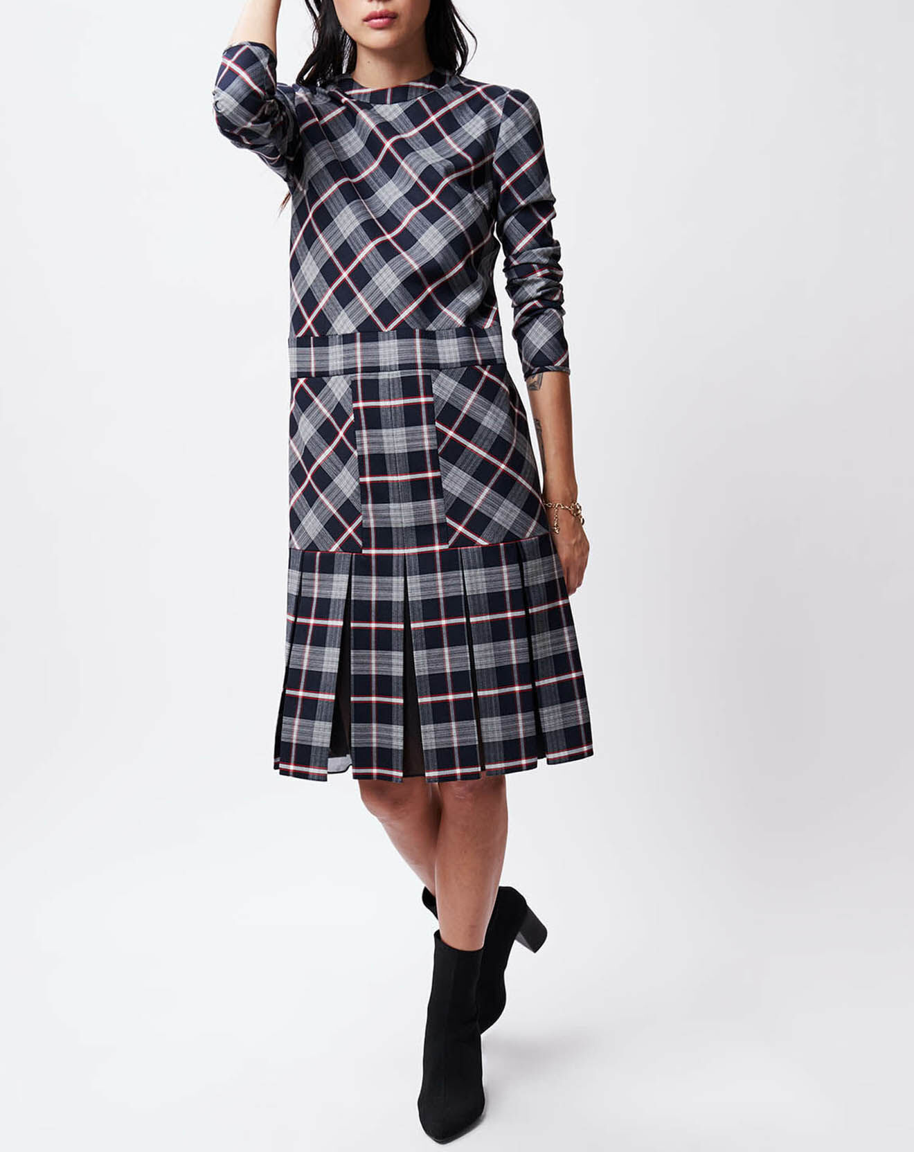 John Galliano Robe en Laine & Soie Romy marine