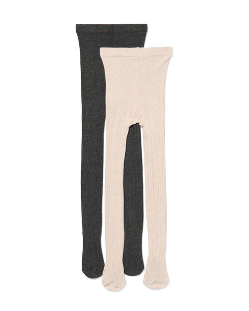 2 paires de collants épais enfant avec coton beige