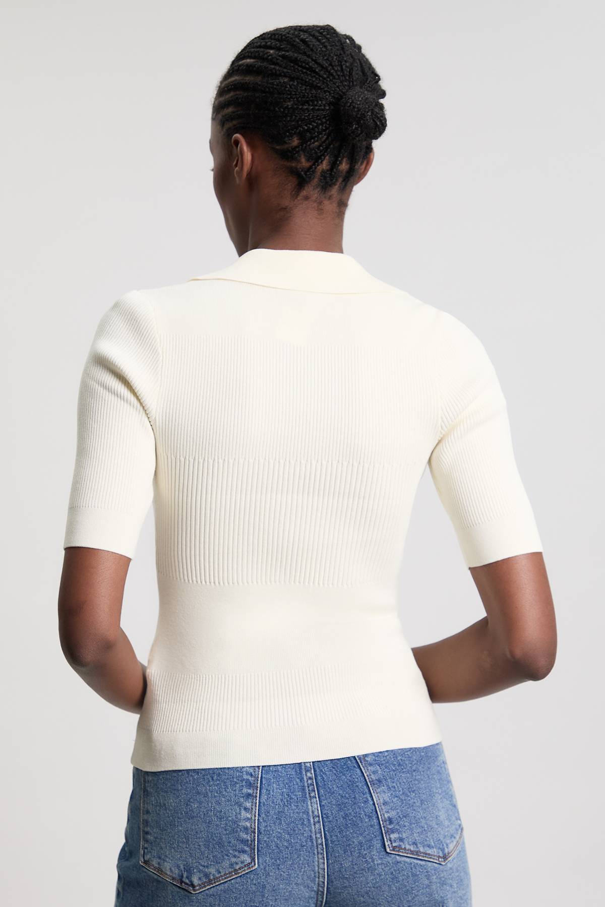 KarenMillen Haut À Col Côtelé À Manches Courtes Avec Détails Militaires