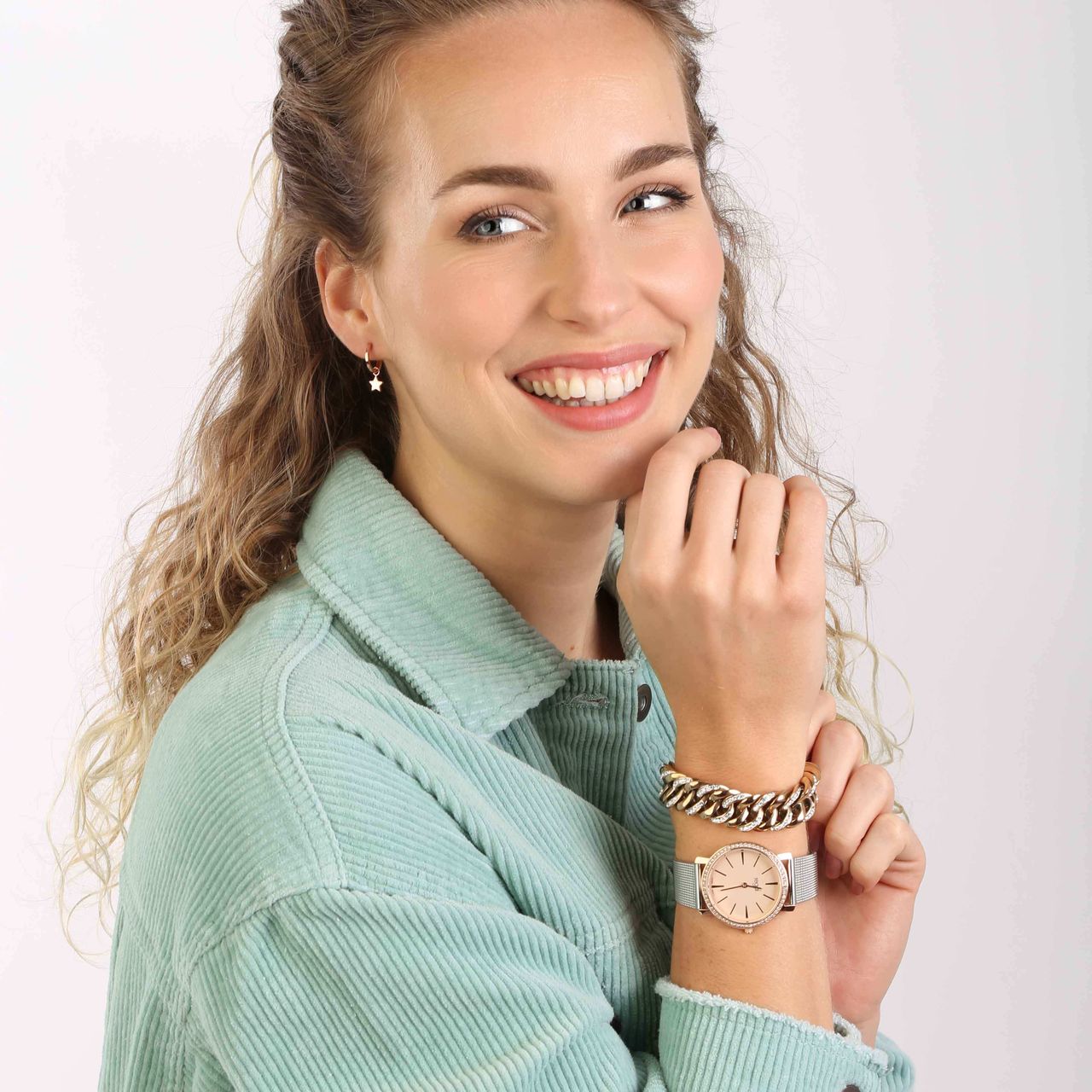 Zilveren oorbellen roseplated galaxy ster